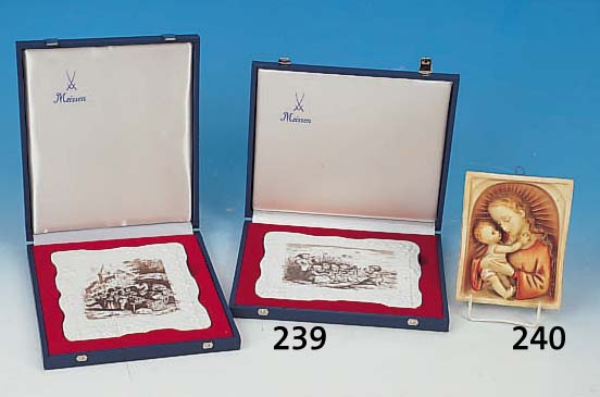 PLAKETTE, HUMMEL, 30ER JAHRE, MADONNENBILD, NUM. 48, STEINGUT, BEMALT, 14.5 X 11.5 CM