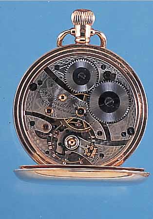 WALTHAM HERRENTASCHENUHR SAVONETTE, REF.-NR.286097, USA UM 1920, RG 375/000, VERSCHL. SCHMUCKMONOGR. "RH", EMAILBL. SIGN., GOLD- ...