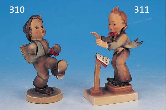 HUMMELFIGUR, GOEBEL, UM 1936, STEINGUT, HINAUS IN DIE FERNE, BEMALT, H. 12 CM