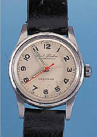 KONVOLUT: 2 HERRENARMBANDUHREN SCHWEIZER PRODUKTION, 1X PAUL BUHRE, EDELST., BODEN GESCHR., UM 1946, ORIG.-BLATT L. FL., KAL. 900HANDAUFZ., ...