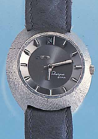 ENICAR HERRENARMBANDUHR SHERPA STAR, REF.- NR. 2334, SCHWEIZ UM 1972, EDELST., BODEN GE- SCHR., MINERALFLACHGL., DATUM BEI 12, AUFWEND.BLATT, WERK ...
