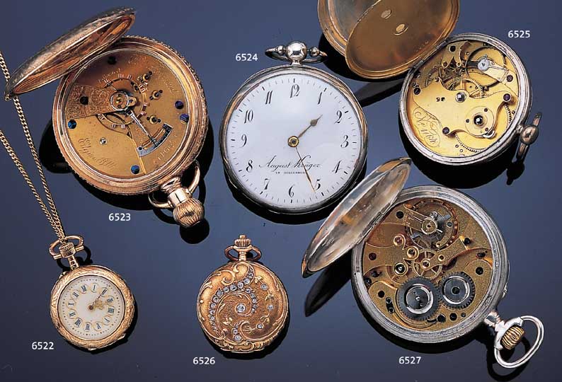 SELTENE OFFENE HERRENTASCHENUHR BAUWEISE A. LANGE, GLASHüTTE, FERT.-NR. 1164, UM 1854ORIG.-SILBERGEH., SCHLüSSELAUFZ., EMAILBL. FEIN ...