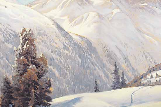 SCHEIRING, LEOPOLD, 1884 NASSEREITH, WAR MALER IN INNSBRUCK, SEIT 1927 VERMISST, WINTERLANDSCHAFT IM GEBIRGE, ÖL/MALKARTON, RE.U. SIGN., ...