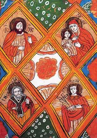 HINTERGLASBILD RUMäNIEN, RELIGIöSE DARSTEL- LUNGEN IN MEHREREN EINZELFLäCHEN, ALTERS- SPUREN, 44 X 38 CM, R.