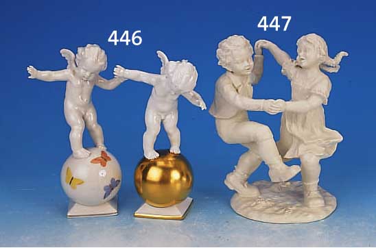 PORZELLANFIGUR, SCHAUBACH KUNST, 20. JH, TANZENDES KINDERPAAR, H. 22 CM