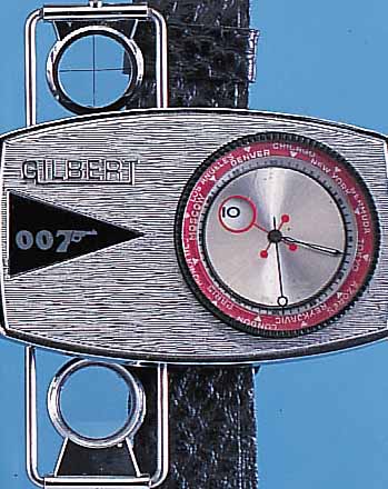 GILBERT HERRENARMBANDUHR SERIE 007, SCHWEIZ UM 1965, KUNSTSTOFFGEH., EINS. M. HERAUSZIEH- BAREN TEILEN ALS FERNGL. VERWENDBAR, GLASR. M. ...