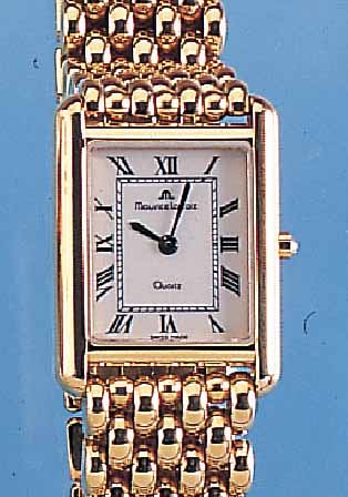 MAURICE LACROIX DAMENARMBANDUHR QUARTZ, REF.-NR. 32301, SCHWEIZ UM 1995, METALL HART- VERG. INCL. METALLBAND M. DOPPELTER, UNSICHTB.FALTSCHL., ...