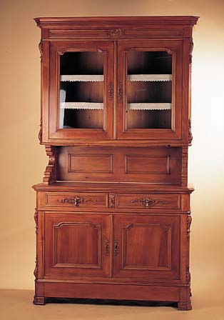 AUFSATZBUFFET, DEUTSCH, UM 1890-1900, KIRSCHBAUM MASSIV MIT AUFGELEGTEN SCHNITZE- REIEN, CA. 230 X 130 X 55 CM, RESTAURIERT, OBER- UND ...
