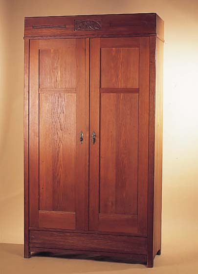 JUGENDSTILSCHRANK, DEUTSCH, UM 1900, EICHE MASSIV UND FURNIERT, 205 X 110 X 48 CM