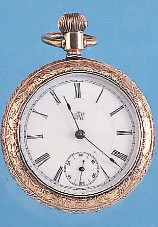 CHARLES BENEDICT HERRENTASCHENUHR SERIE K, USA UM 1900, METALL ROT VERG., EMAILBL., GEBL.STAHLZEIGER, VERG. PLATINENW. M. EINFACHER ...