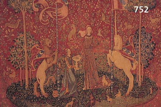 WANDTEPPICH, 20. JH., NACH VORBILD VON CLUNYGEARBEITET, HANDGEWEBT, 133 X 152 CM