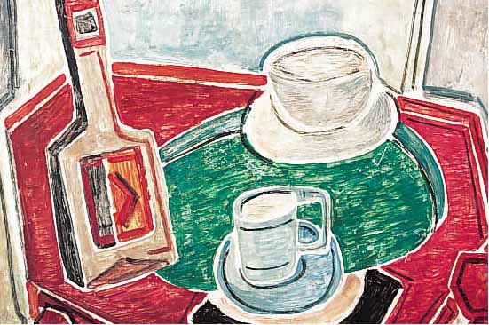 FRANCINI, M., DAT. 1953, WACHSMALSTIFTE AUF PAPIER, 39.5 X 53 CM, STILLEBEN, SIGNIERT, L. ALTERSSCHäDEN, PP. BET. LA ...