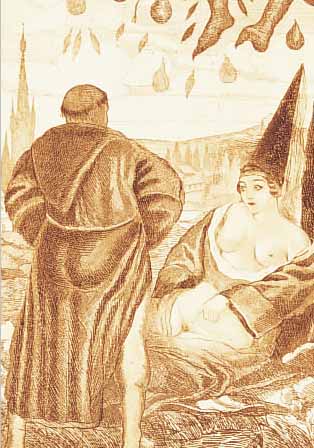 HEFT: LES CENT NOUVELLES, 1931, 12 RADIERUNGEN, 20 X 16 CM, IM RENAISSANCESTILEROTISCHE DARSTELLUNGEN, L. GEBRäUNT