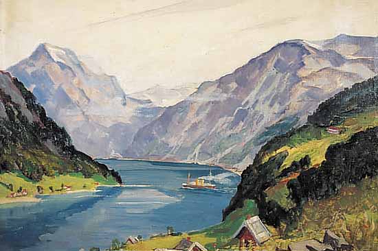 LEHMANN-FAHRWASSER, *1887 NEUFAHRWASSER, STUDIERTE AN DER BERLINER KUNSTSCHULE UND WIRKTE IN BERLIN, HIER: NORWEGISCHER FJORD MIT ...