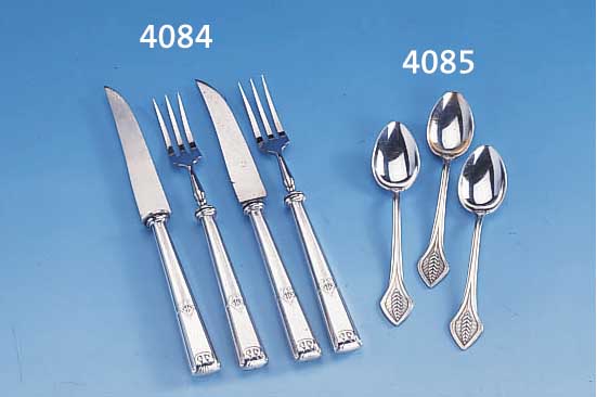 12-TEILIGES OBSTBESTECK, WMF UM 1900/05, ATELIER ALBERT MAYER, REINER JUGENDSTIL, BEST.AUS 6 MESSERN UND 6 GABELN, MIT STAHL-GEBR- TEILEN, ...