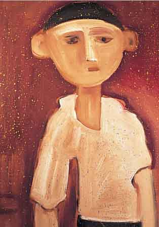 MARTIN, MITTE 20. JH., KNABENBILDNIS, ÖL/HOLZ, SIGN., 90 X 58 CM, R.