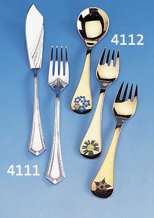 24-TEILIGES FISCHBESTECK, WALTER U. BREUKERDüSSELDORF, 90ER SILBERAUFLAGE, UM 1910, ÄHRENMOTIV, BEST. AUS 12 MESSERN UND 12 GABELNORIG.ETUI