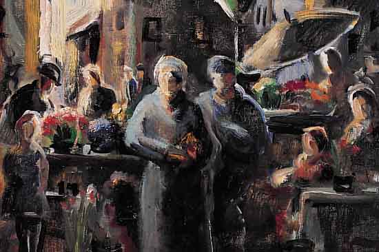 PARYTZ, EILERT, *1889 - 1953, NORWEGISCHER KüNSTLER, HIER: AUF DEM BLUMENMARKT, ÖL/LWD., SIGN., DAT. 1933, VERSO NORWEGISCH BETITELT, 40 X 50 ...