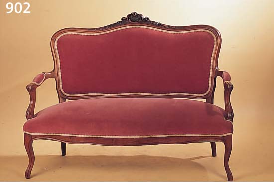 SOFA, DEUTSCH, 1870/80, NUßBAUM MASSIV, NEU GEPOLSTERT UND BEZOGEN, 100 X 134 X 55 CM