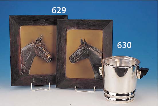 SEKTKüHLER, ESSLINGEN, QUIST, 30ER J., ART DECO, METALL VERSILBERT, HOLZGRIFFE, H. 22 CM,GLASEINSATZ, MIN. GEBR.SPUREN