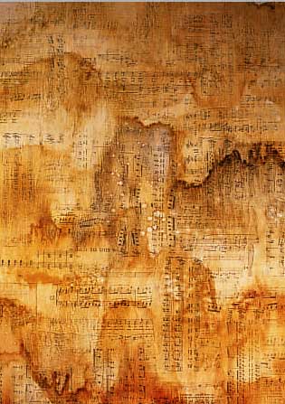 PLAVINSKY, D., NOTENAUSSCHNITTE VON VER- SCHIEDENEN DEUTSCHEN LIEDERN, ÖL/LWD./PAPPE, 102 X 52 CM, R.