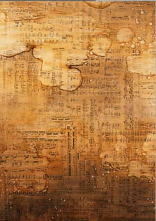 PLAVINSKY, D., NOTENAUSSCHNITTE VON VER- SCHIEDENEN DEUTSCHEN LIEDERN, ÖL/LWD., UNSIGN., 102 X 52,5 CM