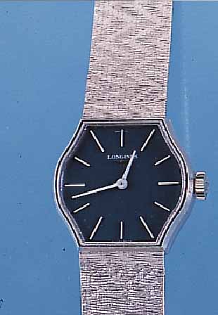 LONGINES DAMENGOLDBANDUHR, REF.-NR. 5/10/ 4523, SCHWEIZ UM 1974, WG 750/000-GEH. INCL. WG-BAND RODH., MINERALFLACHGL., BODEN GEDR., FORMANKERW., ...