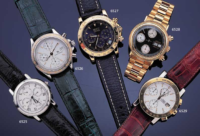ZENITH ARMBANDCHRONOGRAPH EL PRIMERO, REF.- NR. 60-0360-400, SCHWEIZ UM 1997, GG 750/000, BODEN GEDR., KRONE U. DRüCKER GESCHR., TACHY- METERSKALA ...
