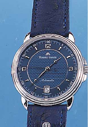 MAURICE LACROIX HERRENARMBANDUHR, REF.-NR. 820/11577, SCHWEIZ UM 1997, EDELST. POL., UN- GETR. LAGERW., ORIG.-LEDERB. M. STAHL-STIFT- SCHL., ...