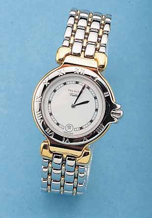 TABBAH HERRENARMBANDUHR PREMIERE, REF.-NR. 5-10530, SCHWEIZ UM 1996, EDELST. POL., GEH. AUSSEN SOWIE BANDTEILE HARTVERG., DOPPELTE UNSICHTB. ...
