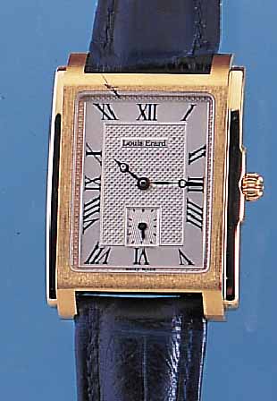 LOUIS ERARD HERRENARMBANDUHR, REF.-NR. 45108SCHWEIZ UM 1980, METALL HARTVERG., EDELST.- BODEN GEDR., STILTYP. ENDE 30ER JAHRE, NEUTR. LEDERB., ...