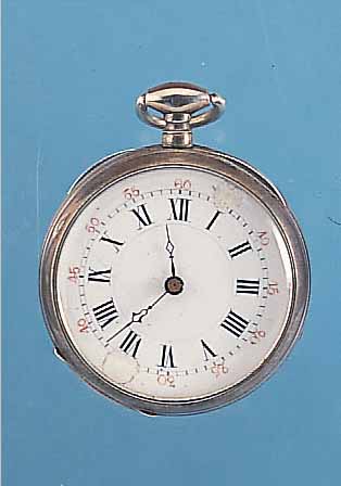HERRENTASCHENUHR LEPINE, REF.-NR. 237, SCHWEIZ UM 1875, SILBER, SCHLüSSELAUFZ., EMAILBL. REP., ZYLINDERW. VERG., FLIEGENDES FEDERHAUS, ...