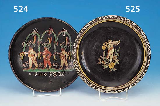 GROßER TELLER, SüDDEUTSCH, 1826, DATIERT, KERAMIK, ZUSAMMENGESETZT, D. 31 CM, ALTE U. NEUE REPARATURSTELLEN, GEKLEBTE BRUCHSTELLEN, BESCH., ...