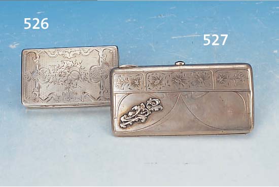 Tabaksdose, Prag, um 1860, 13-löt. Silber, 1.5 x 8.5 x 5 cm, guillochiert, graviert, bez.zu Chemnitz, l. Gebrauchsspuren