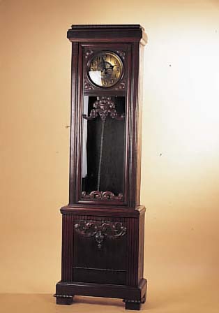 STANDUHR, GUSTAV BECKER UM 1915, REPRäSENTATIVES ZEITTYPISCHES GEHäUSE MIT FLO-RALEN SCHNITZARBEITEN MIT ROCAILLEN U. BLATT- DEKOR, ...