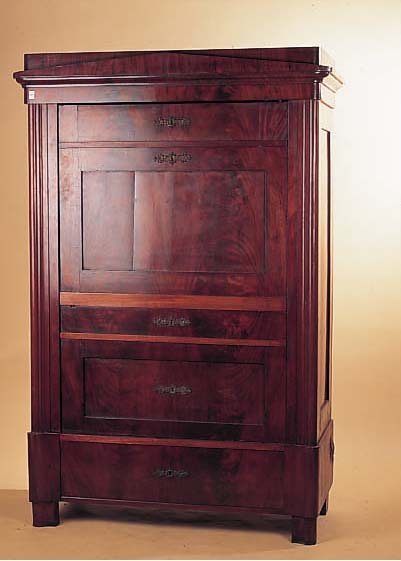 SCHRANK, SOG. SEKRETäRBLENDER, DEUTSCH, UM 1850, MAHAGONIFURNIER, MAßE 176 X 105 X 52 CM, L. ALTERSSP.