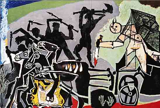 PICASSO, PABLO, 1881-1973, ZWEI FARBLITHOS, LA GUERRE ET LE PAIX, DOPPELBLäTTER MIT BUG- FALTE, JE CA. 22,5 X 49,5 CM, PP