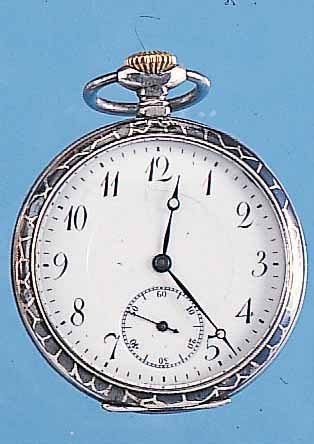 HERRENTASCHENUHR LEPINE, REF.-NR. 52931, SCHWEIZ/DEUTSCHLAND UM 1928, TULASILBER BER., (AM PENDANT BESCHL.), EMAILBL. FEIN HAARR., 15 ST., ...