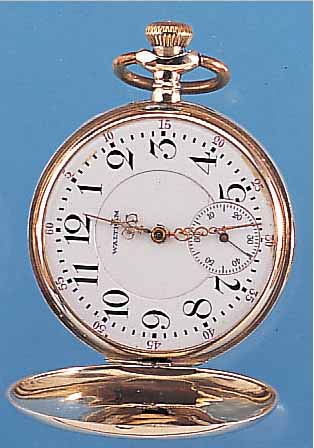 WALTHAM HERRENTASCHENUHR SAVONETTE, REF.-NR.99702, USA UM 1906, GG 585/000, EMAILBL. FEIN HAARR. (WOHL AUS REP.-GRüNDEN SCHON EINMAL ERS.), ...