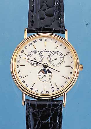 MOVADO HERRENARMBANDUHR MUSEUMS WATCH, REF.-NR. 87/03/862, SCHWEIZ UM 1996, METALL HART VERG., EDELST.-BODEN GEDR., MINERALFLACHGL., ...