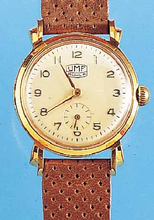 KONVOLUT: 2 UMF HERRENARMBANDUHREN, DEUTSCH-LAND UM 1952, BEIDE METALLGEH. HARTVERG., EDELST.-BöDEN GESCHR., 1X ALS GüTEKLASSE 1 AUSGEW. ...