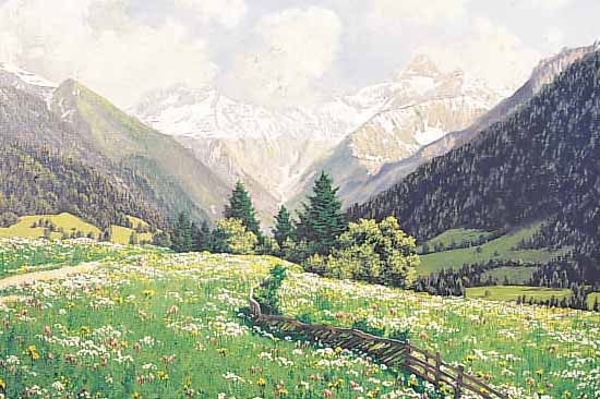 GRAF, PHILIPPE, SEN., * 1874 WüRZBURG WEITE VORALPENLANDSCHAF MIT BLüHENDER WIESE SIGNIERT, 45 X 63 CM