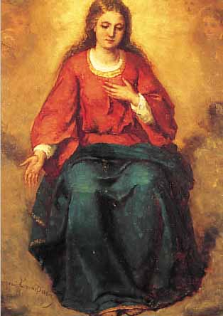 ERVIN PRENY, LOUIS VAN, 2. HäLFTE 19. JH. ÖL/LWD., 68 X 40 CM, MADONNA, IM HINTERGRUND ENGEL, VERMUTLICH BELGISCHER MALER, RAHMEN