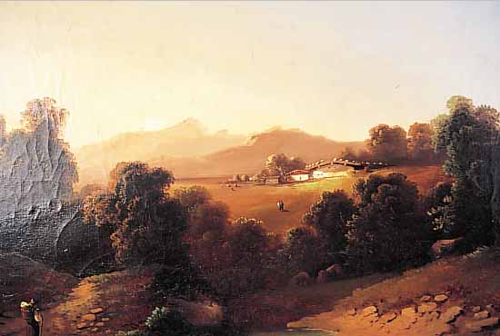 EHRMANN, THEODOR, FREIHERR, 19. JH., ÖL/LWD., 55 X 69 CM, ROMANTISCHE LANDSCHAFT MIT PERSONENSTAFFAGE, LEICHT BESCH., Z.T. KRAKELIERT, ...