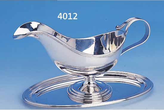 SAUCIERE, 925ER SILBER, RILLENDEKOR, INTEGRIERTER UNTERTELLER, CA. 450 G, CA. 13 X 23 X 13 CM