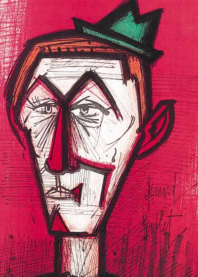 BUFFET, BERNARD, 1928 - 1999, LITHO AUS WVZ,32 X 23,5 CM, CLOWN, IM DRUCK SIGNIERT