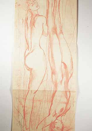FUCHS, ERNST, LITHOGRAPHIE, 30 X 70 CM, EVA TRIPTYCHON, ZWEI BUGFALTEN, 1. ZUSTANDS- DRUCK IN ROSAROT, HANDSIGNIERT