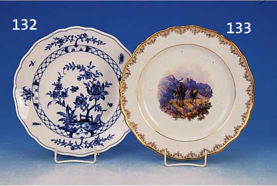 TELLER, MEISEN, UM 1880, PORZELLAN, BLAUE BLUMENMALEREI, D. 24 CM