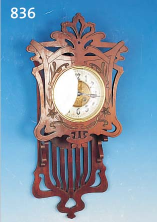 WANDUHR, JUGENDSTIL, GUSTAV BECKER, UM 1899, VERZIERTES HOLZGEHäUSE IN TYPISCHER JUGEND- STILFORM, FLORAL GESCHNITZT MIT DURCHBRUCH- ARBEIT, ...