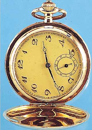 DÜRRSTEIN & CO. HERRENTASCHENUHR SAVONETTE, REF.-NR. 91530, DEUTSCHLAND/SCHWEIZ UM 1910, RG 585/000, AUßEN GLATT, 2-FACH SIGN. AUF ...